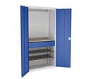 Bott - Armoire pour outillage - 2 tablettes 1 tiroir - L105xP55xH200cm Gris/Bleu - Charge 1000kg - Acier