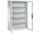 CP - Armoire à portes transparentes - 120 x 195 x 50 cm Gris Clair - 4 Tablettes, Charge 450kg, Acier, Serrure à clé