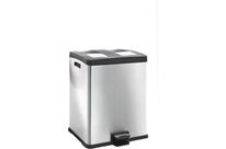 EKO - Poubelle de tri intérieur 2 x 30L Inox Mat - Gris - Ouverture à pousser - 60L