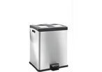 EKO - Poubelle de tri intérieur 2 x 30L Inox Mat - Gris - Ouverture à pousser - 60L