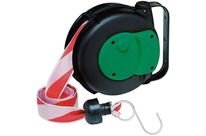 Cable Equipements - Enrouleur Bande Signalisation Rouge/Blanc 8m - Ruban Choc Chantier Parking