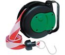 Cable Equipements - Enrouleur Bande Signalisation Rouge/Blanc 8m - Ruban Choc Chantier Parking