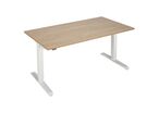 Manutan Expert - Bureau Oréa réglable en hauteur 160x80cm Chêne/Blanc - 1 moteur - Ergonomique - 10 ans garantie