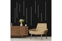 Lot de 2 Panneaux Acoustiques Muraux Bois 240x60x2,2cm - Couleur Noir avec Fond Noir
