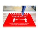 Signaletique de sol A4 "Gardons Distances" Blanc/Rouge