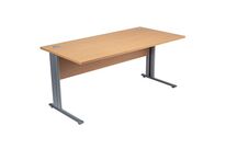 Manutan Expert - Bureau droit Hêtre/Alu L160x80cm - Éco-responsable, PEFC, NF Environnement, NF-OEC