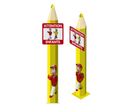 Totem école gros crayon avec panneau attention enfants + figurines