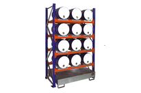 Rayonnage de 9 à 12 fûts de 60 L avec bac de rétention acier