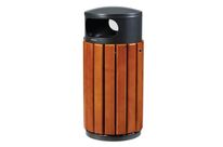 Rossignol Pro - Corbeille Poubelle Extérieur Bois Métal 40L Marron - 78cm Hauteur - Design Moderne