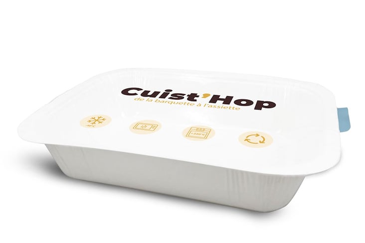 La barquette Cuist'Hop est destinée au service des plats préparés dans les cuisines collectives et le catering.